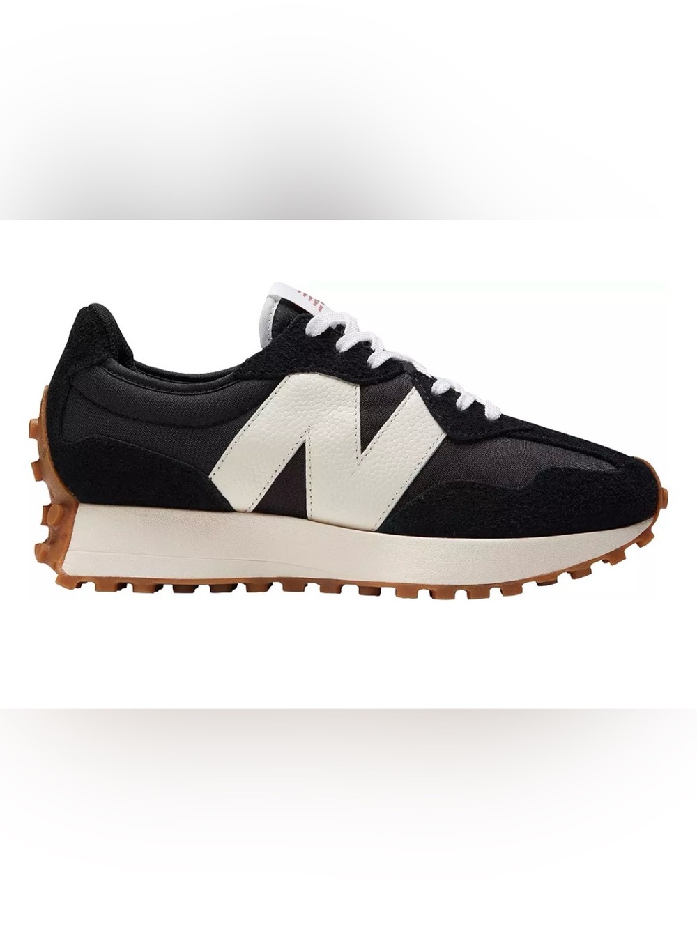 New Balance 327 Women’s Black White Gum Sneakers WS327BL Size 6.5 NWT